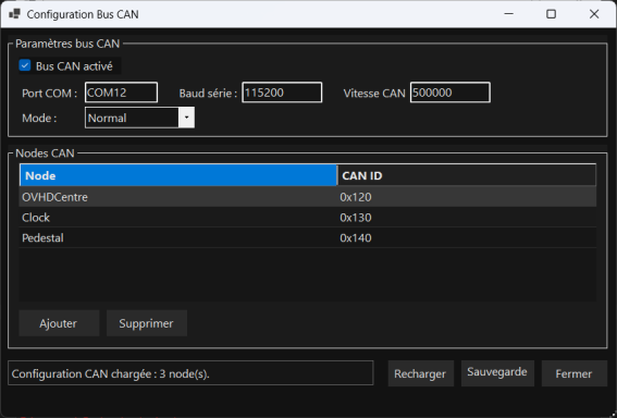 Page bus CAN en cours d'étude